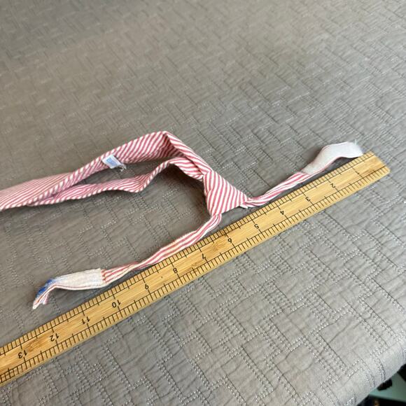 2 Red White Stripe Seersucker Ties Neck Bow Tie Brothers Set Lot Rugged Butts - Picture 10 of 12